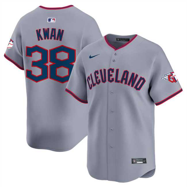 Mens Cleveland Guardians #38 Steven Kwan Gray 2025 Alternate Limited Stitched Jersey Dzhi